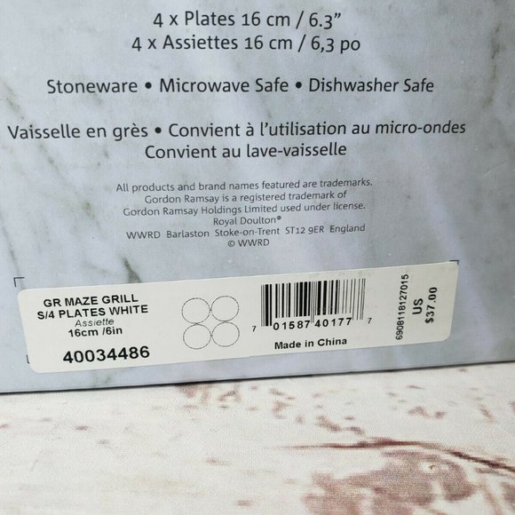 New Gordon Ramsay Maze Grill Set of 4 Plates 6" Mixed Similar Patterns - Picture 3 of 12
